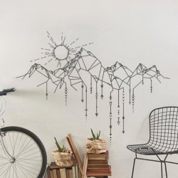 Pegatinas de paredAdhesivo de vinilo para pared - montañas geométricas / sol / flechas