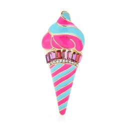 BrochesBroche raya rosa en forma de helado - con cristales