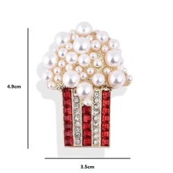 Pearl popcorn shaped brooch - with rhinestonesBrooches