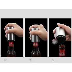 Automatic beer bottle opener - magnetic - push down - stainless steelBar supply