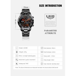 RelojesLIGE - reloj inteligente de lujo - pantalla táctil de círculo completo - Bluetooth - presión arterial - resistente al ...