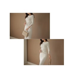 VestidosVestido cálido y elegante - con mangas de encaje - blanco