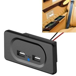 Accesorios de interiorCargador de coche - dos puertos USB - enchufe con indicador LED azul - DC5V/3.1A - 12V