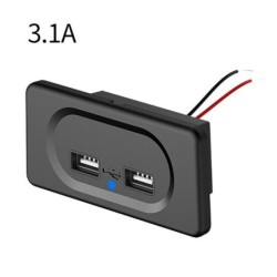 Accesorios de interiorCargador de coche - dos puertos USB - enchufe con indicador LED azul - DC5V/3.1A - 12V