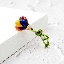 BrochesBroche de moda con rana verde / globos de colores