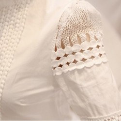 Elegant long sleeve white blouse - hollow out laceBlouses & shirts