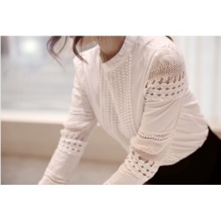 Blusas y camisasElegante blusa blanca de manga larga - encaje hueco