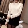 Elegant long sleeve white blouse - hollow out laceBlouses & shirts