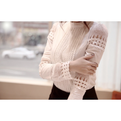 Blusas y camisasElegante blusa blanca de manga larga - encaje hueco