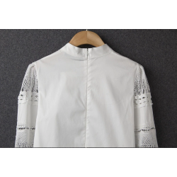 Elegant long sleeve white blouse - hollow out laceBlouses & shirts