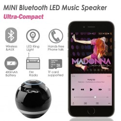Altavoz BluetoothBluetooth - mini altavoz redondo - LED - con subwoofer - Hi-Fi - TF - FM - AUX - bola mágica