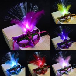 Sexy Venetian eye mask - with feathers / luminous LED - masquerade / HalloweenMasks