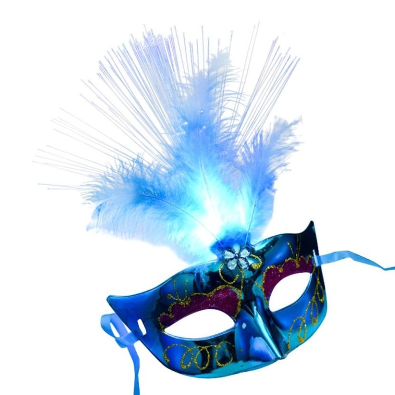 Sexy Venetian eye mask - with feathers / luminous LED - masquerade / HalloweenMasks