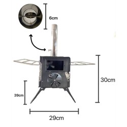 Barbacoa - BBQEstufa de leña - doble cara - camping / exterior / calefacción de tienda - acero inoxidable