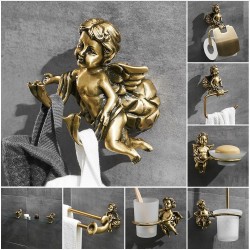 Baño & AseoGanchos de bronce con ángeles - repisa - toallero - accesorios de baño de pared