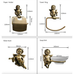 Baño & AseoGanchos de bronce con ángeles - repisa - toallero - accesorios de baño de pared