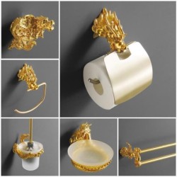 Baño & AseoGanchos de pared de lujo - diseño de dragón dorado - soporte de papel - toallero - estante - accesorios de baño