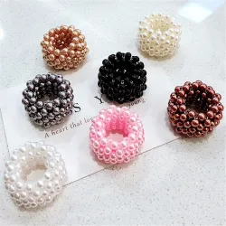 CabelloScrunchie con cuentas de perlas - banda elástica para el cabello