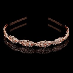 CabelloLujosa tiara de cristal - diadema - patrón de hojas de flores