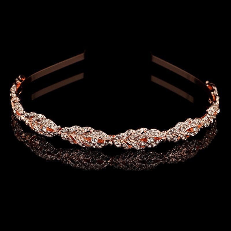 CabelloLujosa tiara de cristal - diadema - patrón de hojas de flores