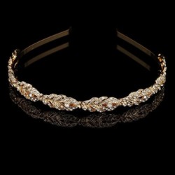 CabelloLujosa tiara de cristal - diadema - patrón de hojas de flores