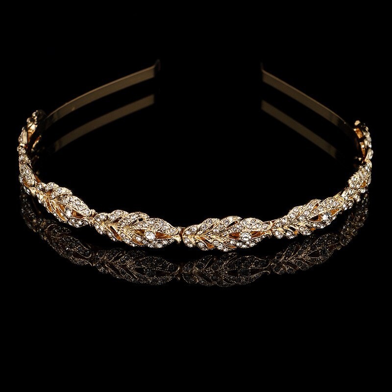 CabelloLujosa tiara de cristal - diadema - patrón de hojas de flores