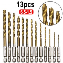 HSS 14 hex drill bits - titanium coated - drills - 13 piecesBits & drills