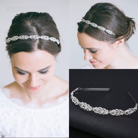 CabelloLujosa tiara de cristal - diadema - patrón de hojas de flores