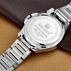 RelojesMEGIR - reloj de cuarzo de moda - cronógrafo - resistente al agua - acero inoxidable