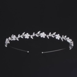 CabelloLujosa tiara - diadema de cristal - flores / hojas