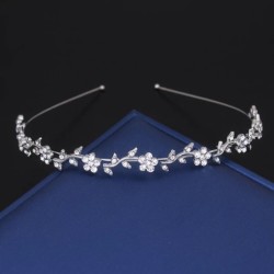 CabelloLujosa tiara - diadema de cristal - flores / hojas