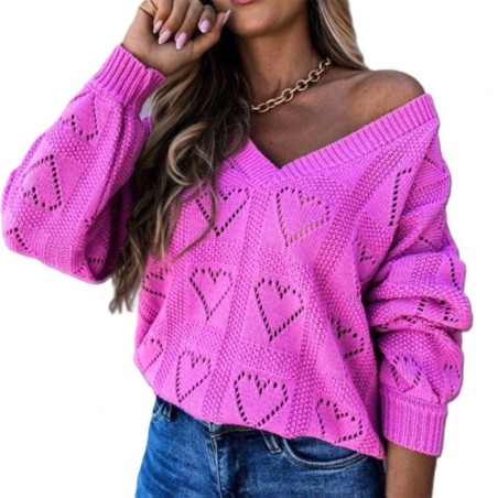 Classic loose sweater - crochet - hollow out heartsHoodies & Jumpers