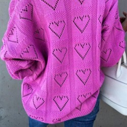 Classic loose sweater - crochet - hollow out heartsHoodies & Jumpers