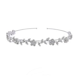 CabelloLujosa tiara - diadema de cristal - flores / hojas