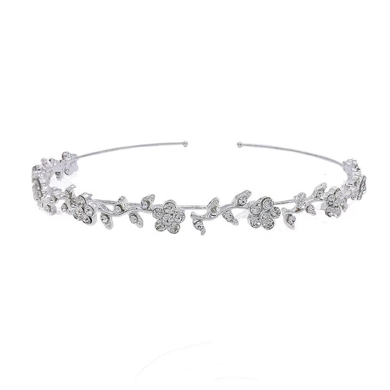 CabelloLujosa tiara - diadema de cristal - flores / hojas