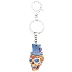 Halloween skull with hat - acrylic keychainKeyrings