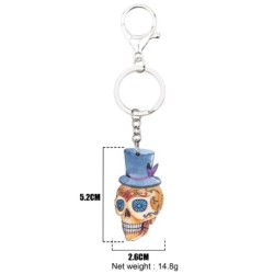 Halloween skull with hat - acrylic keychainKeyrings