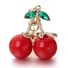 Red cherry shaped keychain - with green crystalKeyrings