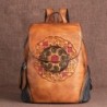 MochilasMochila retro mujer - estampado floral - piel genuina - gran capacidad