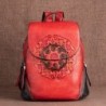 MochilasMochila retro mujer - estampado floral - piel genuina - gran capacidad