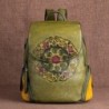 MochilasMochila retro mujer - estampado floral - piel genuina - gran capacidad