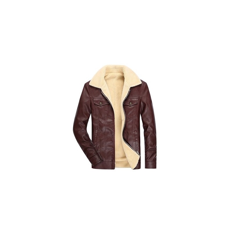 ChaquetasChaqueta de invierno de cuero con forro polar y cremallera - delgada ChaquetasChaqueta de invierno de cuero con forro polar y cremallera - delgada