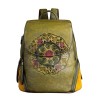 MochilasMochila retro mujer - estampado floral - piel genuina - gran capacidad