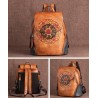 MochilasMochila retro mujer - estampado floral - piel genuina - gran capacidad