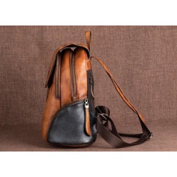 MochilasMochila retro mujer - estampado floral - piel genuina - gran capacidad