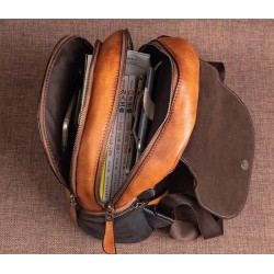 MochilasMochila retro mujer - estampado floral - piel genuina - gran capacidad