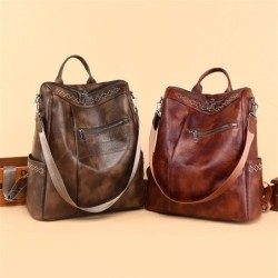 Multifunction vintage shoulder bag - leather backpack - waterproofBackpacks