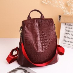MochilasMochila vintage de moda - bolso de hombro multifunción de cuero - patrón de piel de serpiente