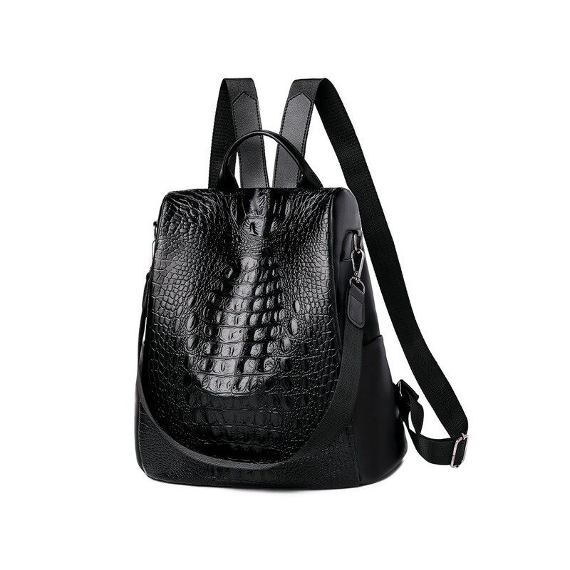 MochilasMochila vintage de moda - bolso de hombro multifunción de cuero - patrón de piel de serpiente