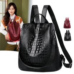 MochilasMochila vintage de moda - bolso de hombro multifunción de cuero - patrón de piel de serpiente